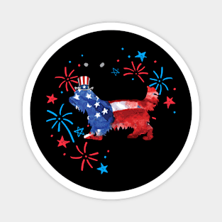 Yorkie Uncle Sam Hat 4Th Of July Magnet